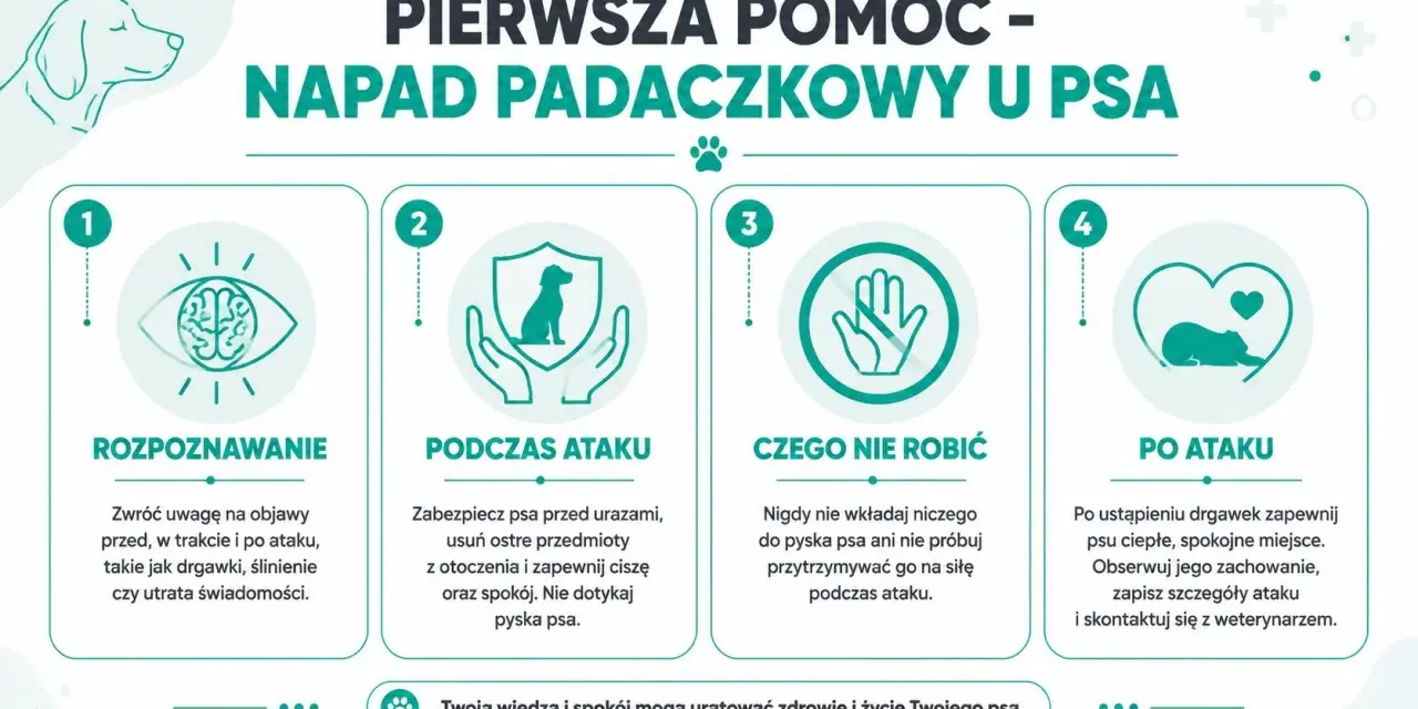 Pierwsza pomoc w przypadku padaczki u psa: rozpoznawanie, co robić podczas ataku, czego nie robić i postępowanie po ataku.
