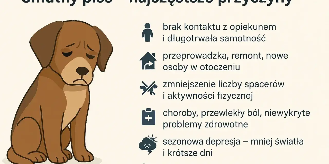 Smutny pies, który nie chce jeść, może cierpieć z powodu samotności, zmian w otoczeniu, chorób lub depresji.