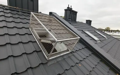 Siatka zabezpieczająca okno dachowe dla kota, pokazująca, jak zamontować siatkę na okno dla kota.