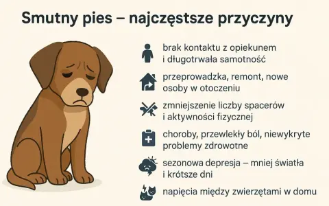 Smutny pies, który nie chce jeść, może cierpieć z powodu samotności, zmian w otoczeniu, chorób lub depresji.