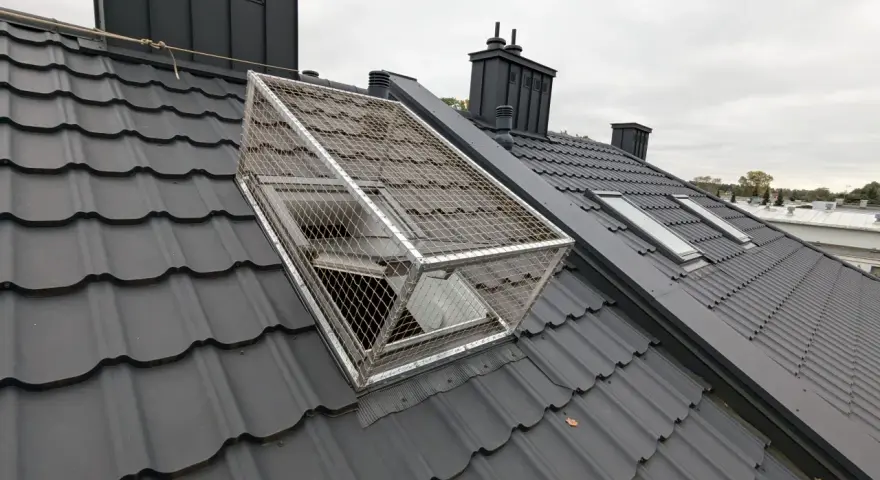 Siatka zabezpieczająca okno dachowe dla kota, pokazująca, jak zamontować siatkę na okno dla kota.